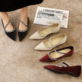 2025 Women's Casual Fashion Trendy Water Diamond Pointed Designer Office Work Shoes New Interior Height Increase 3cm Flat
