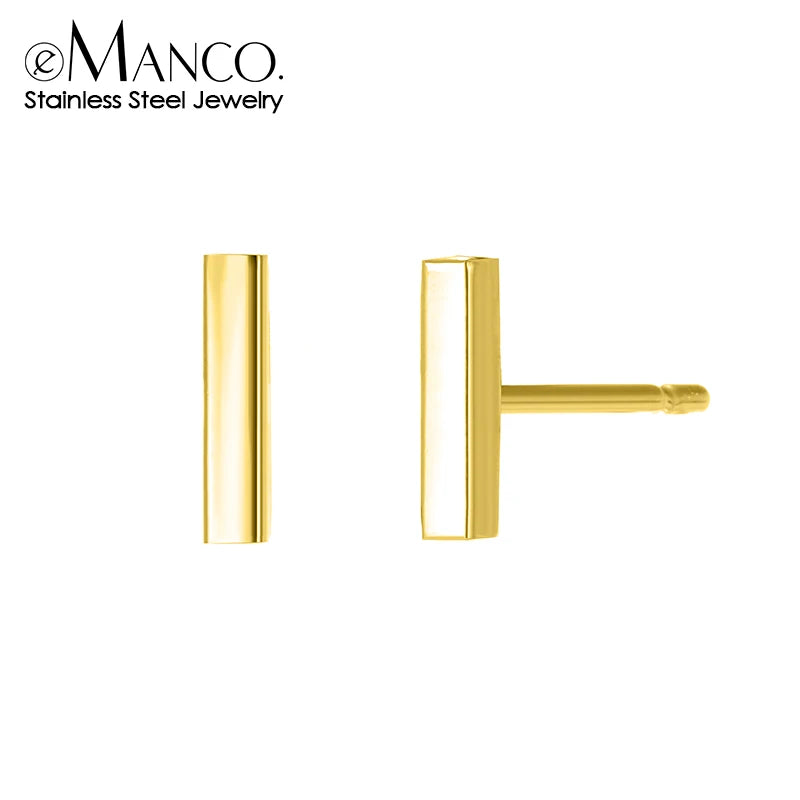 EManco Cross-border Earrings with Simple Stainless Steel Studs for Women with Punk Geometric Earring 316L Titanium Steel Jewelry