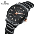NAVIFORCE 8029 BBB All Black Big Dial Quartz Men Watch Casual Date Male Wrist Watch Stainless Steel Band Luminous Hands Saat