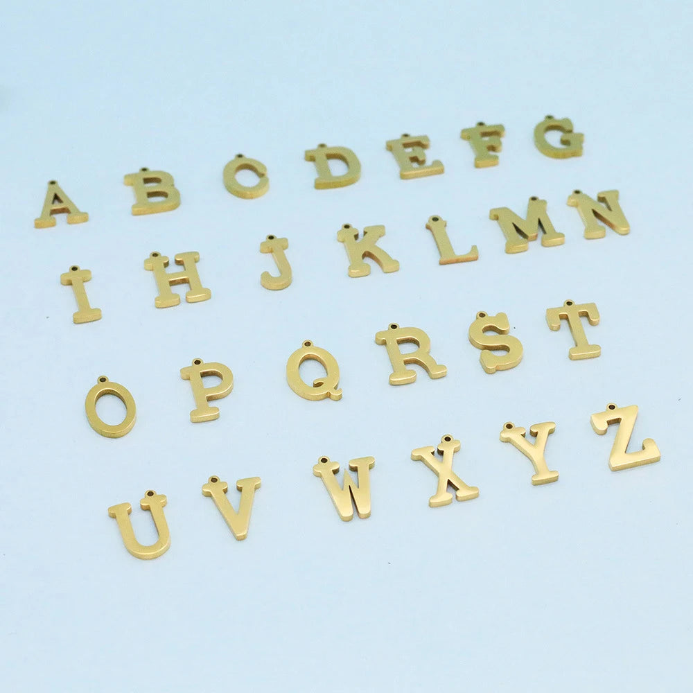 High Fashion Stainless Steel Letter Charm Pendant Necklace Gold Plated with Zircon as Main Stone
