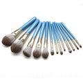 YUE New 13PCS High Quality Blue Gray Wood Handle Copper Ferrule Synthetic Hair Makeup Brush Set