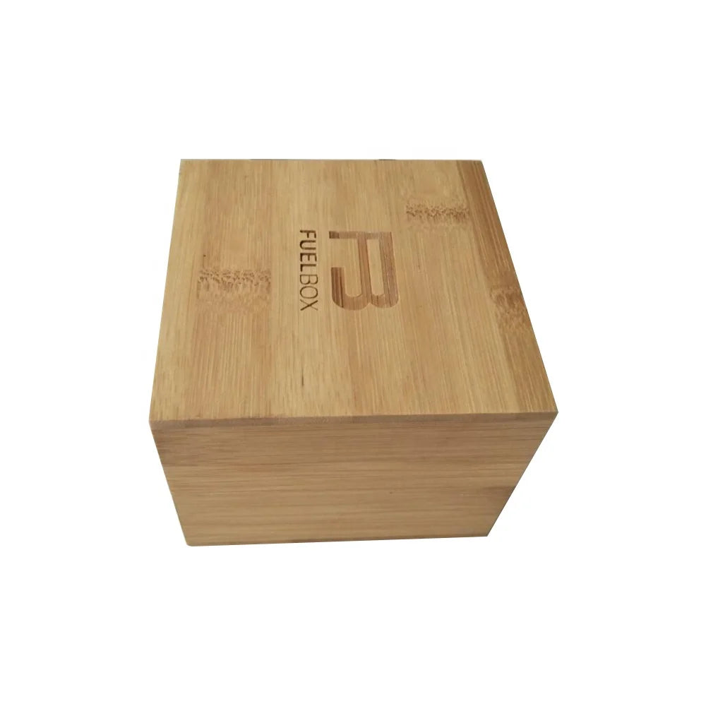 Natural Square Bamboo Wooden Gift Box with Drop Lid Multifunctional Card Storage for Sundries Storage