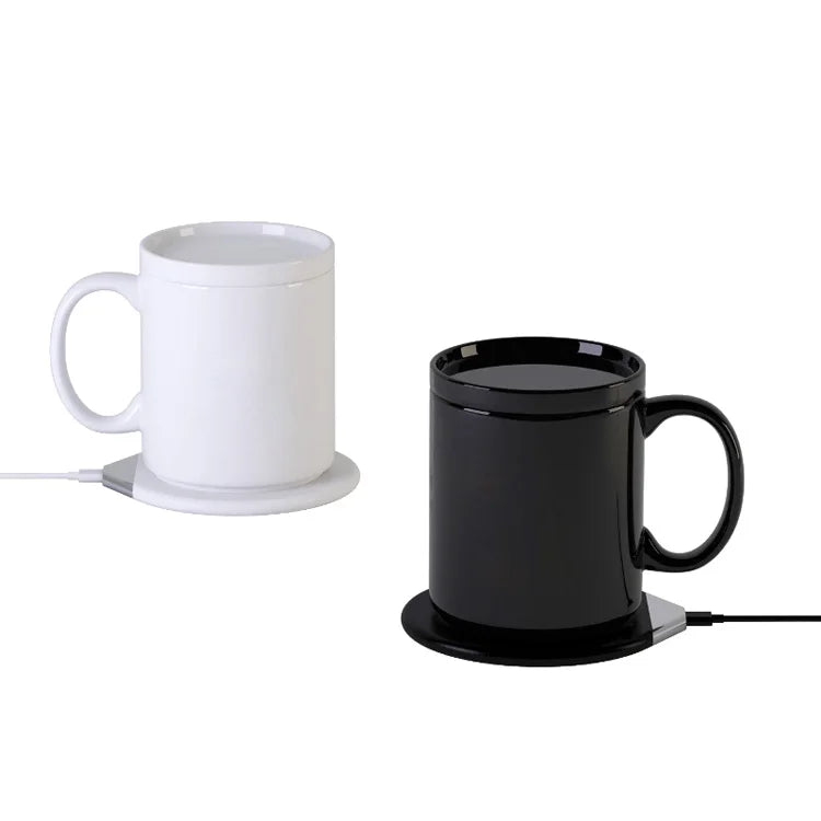 Holiday Smart Ceramic Warmer Mug Gift Set logo Custom 55degree Thermostatic Mug with Wireless Charger