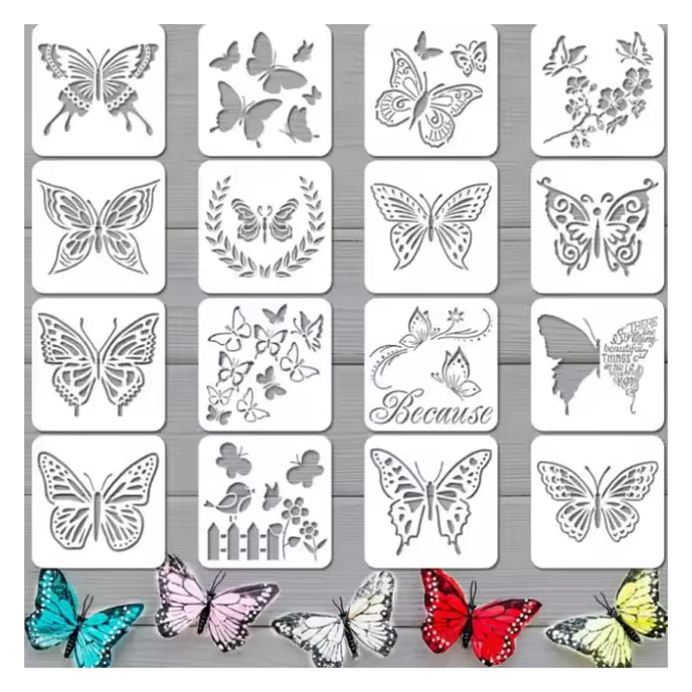 Eco-friendly Design PET Bees and butterfly Stencil Wholesale Plastic Stencils for Wall Painting Drawing Stencil Set