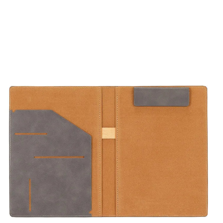 2025 New Design A5 Size File Folder PU Leather Cover with Magnetic Binder Clip File Can Make logo