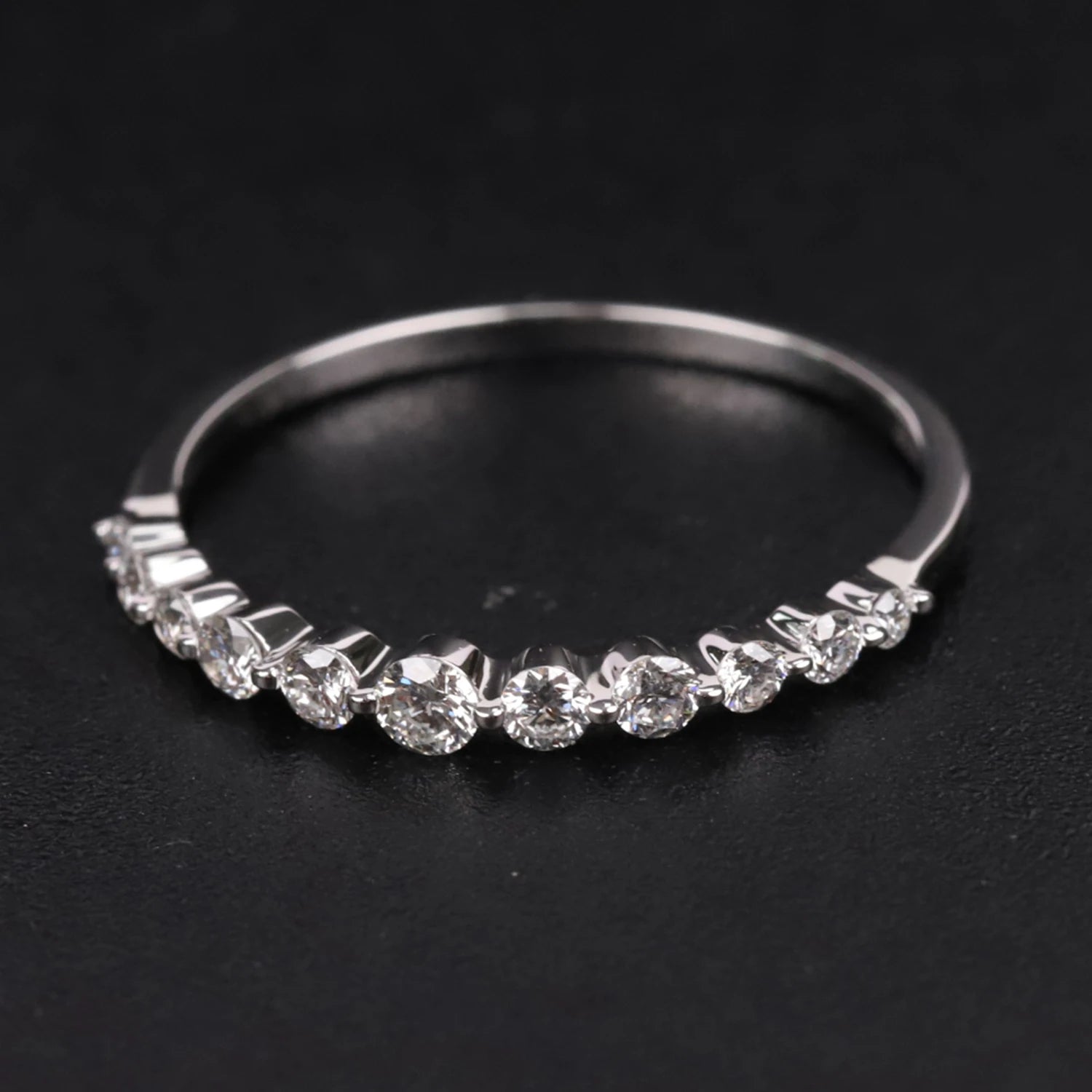 SU203 Women Fine Real 9K 10K 14K 18K Solid Gold Jewelry Custom Moissanite Lab Grown Natural Diamond Half Eternity Band Ring