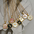 18K Gold Plated Necklace Shell Necklace Symbol Twelve Star Sign Stainless Steel Necklace
