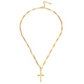 Luxury Chunky Gold Jewelry Stainless Steel Zircon Cross Woman Chain Necklace