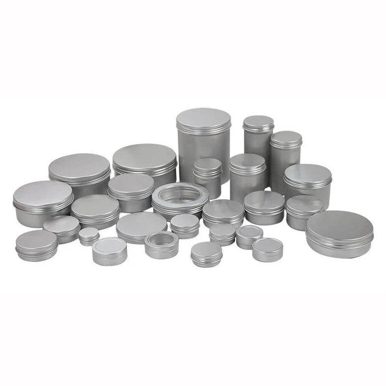 Custom logo Cosmetic Cream Packaging Screw Lid Silver Empty Color Metal Tin Containers Aluminum Jar 100ml