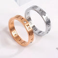 Stainless Steel 18k Gold  Plated  Roman Numeral Ring Crystal Hollow Couple Men and Women Letter Ring