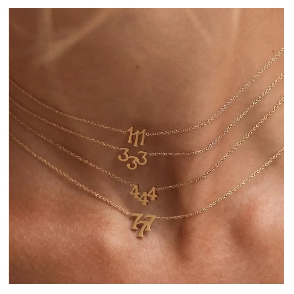 Custom New Fashion Stainless Steel 000-999 Lucky Number Charm Angel Number Chain Necklace