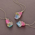 SC New Chakra Crystal Necklace Transparent Chakra Necklace Wire Wrapped Colorful Stones Orgone Chakra Necklace for Women Men