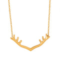 Retro Antlers Pendant Necklace Stainless Steel 18K Gold PVD Plating Link Chain Sweet Girl Ornament Clavicle Chain Tarnish Free