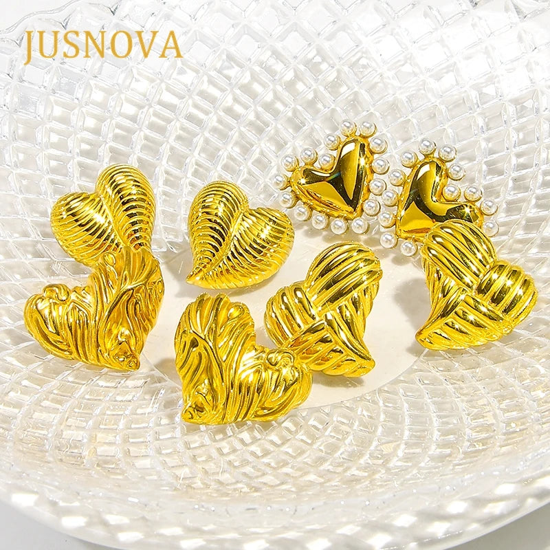 Vintage Bold Dome Earrings with Teardrop Shape Stainless Steel Hypoallergenic Inlaid Zircon Geometric Seed Bead Chunky Style
