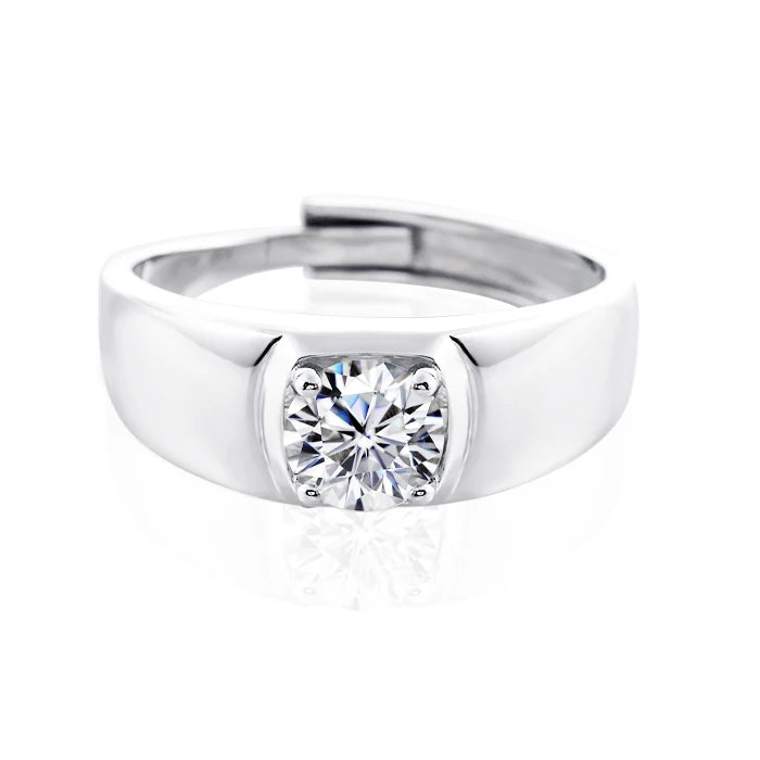 Best Selling 6.5mm Round Brilliant Cut Moissanite Rings Fashion Jewelry 925 Silver Men Ring Couple Rings