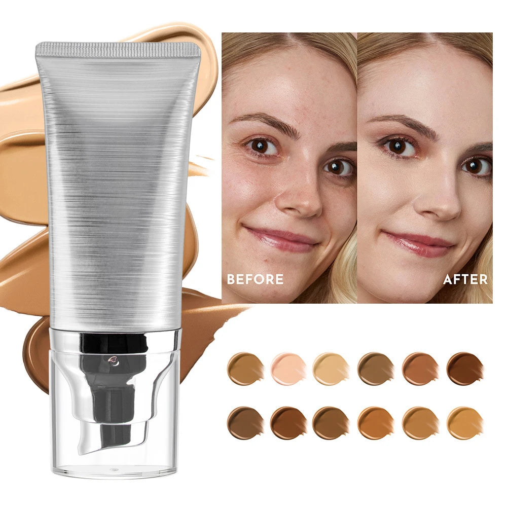 Private Label Skin Tint Foundation Vegan Matte Foundation Liquid Concealer Long Lasting Oil-Free Waterproof Base De Maquillaje