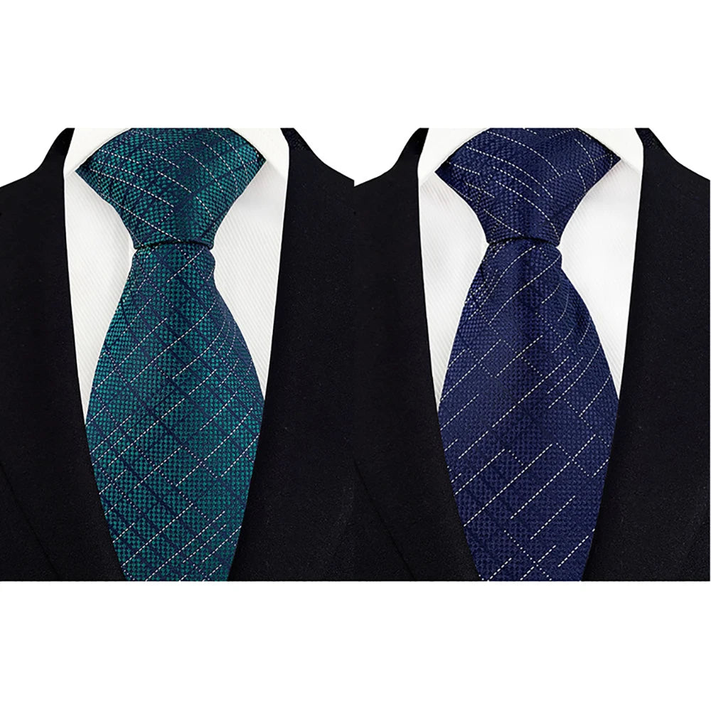 Fashion Neckties Classic Men's Stripe Yellow Navy Blue Wedding Ties Jacquard Woven 100% Silk Men Solid Tie Polka Dots Neck Ties