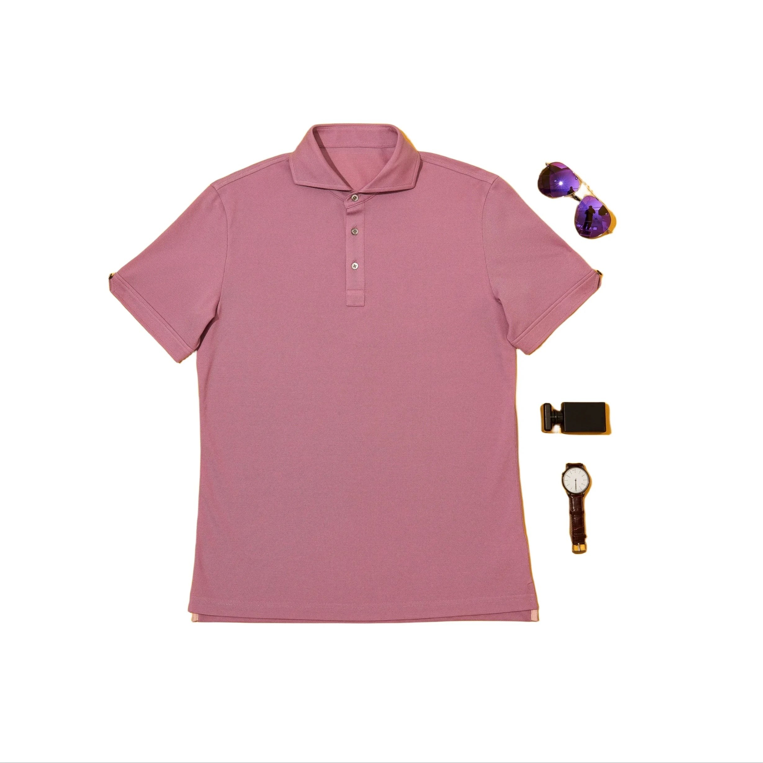 2023 Bosha Men's Royal Pink Polo Shirt Casual Knitted Short Sleeve Quick Dry ODM Supplied
