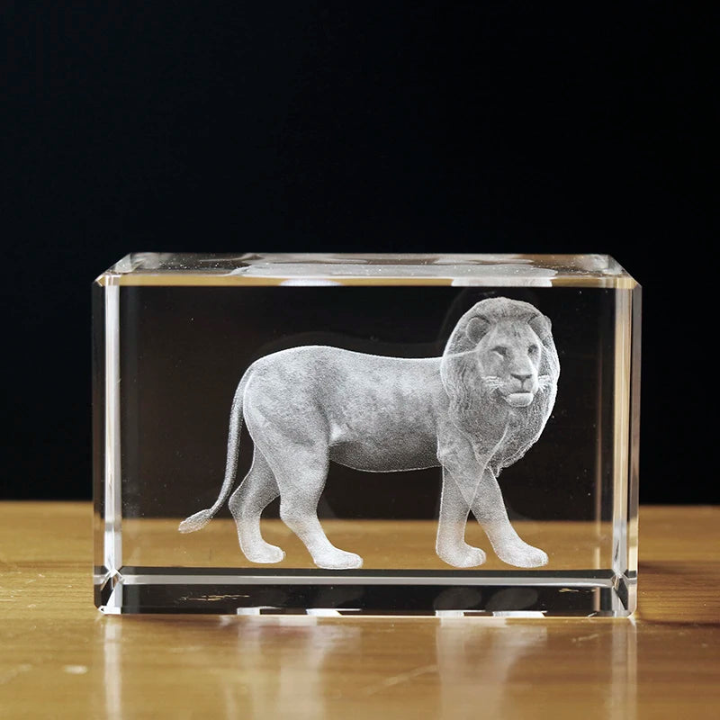K9 High Quality 3D Laser Engraving Crystal Cube Paperweight Simba Lion King Model