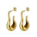 2022 New Arrived 18k Gold Plated Stainless Steel Irregular Shape Designer Earrings Popular Brand Hollow Hook Earring for Women