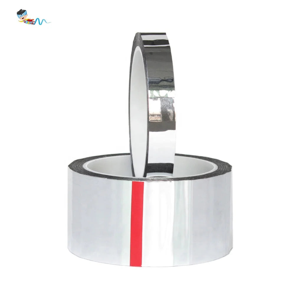 2- Recyclable Glossy Silver Surface Reflective BOPP Film Aluminized DIY Decoration Self Adhesive Tape
