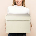 New Design Large Capacity Storage Containers Foldable Linen Fabric Storage Bin Cube Organizer Basket Storage Box with Handle
