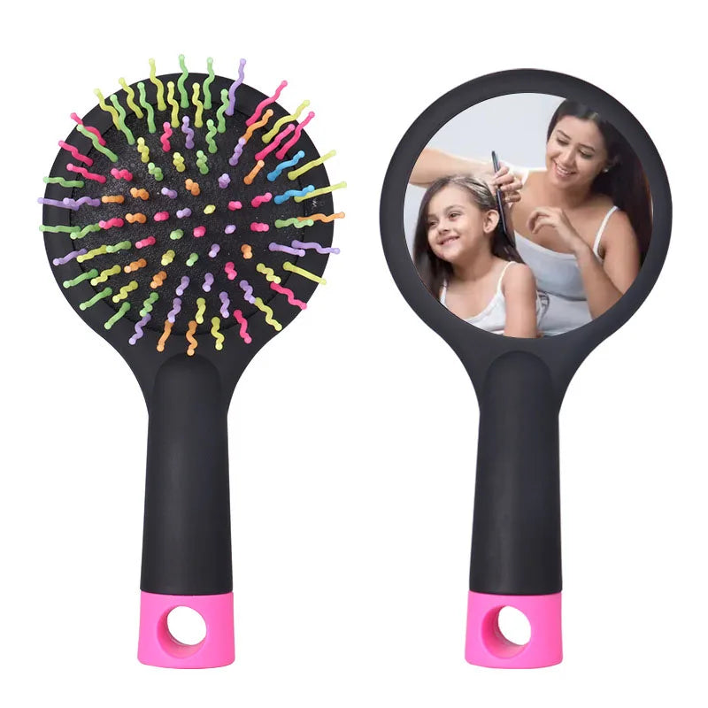Qualisub Personalized Sublimation Round Fashionable Hair Brushes Combs PET Sheet Heat Press Black+Pink