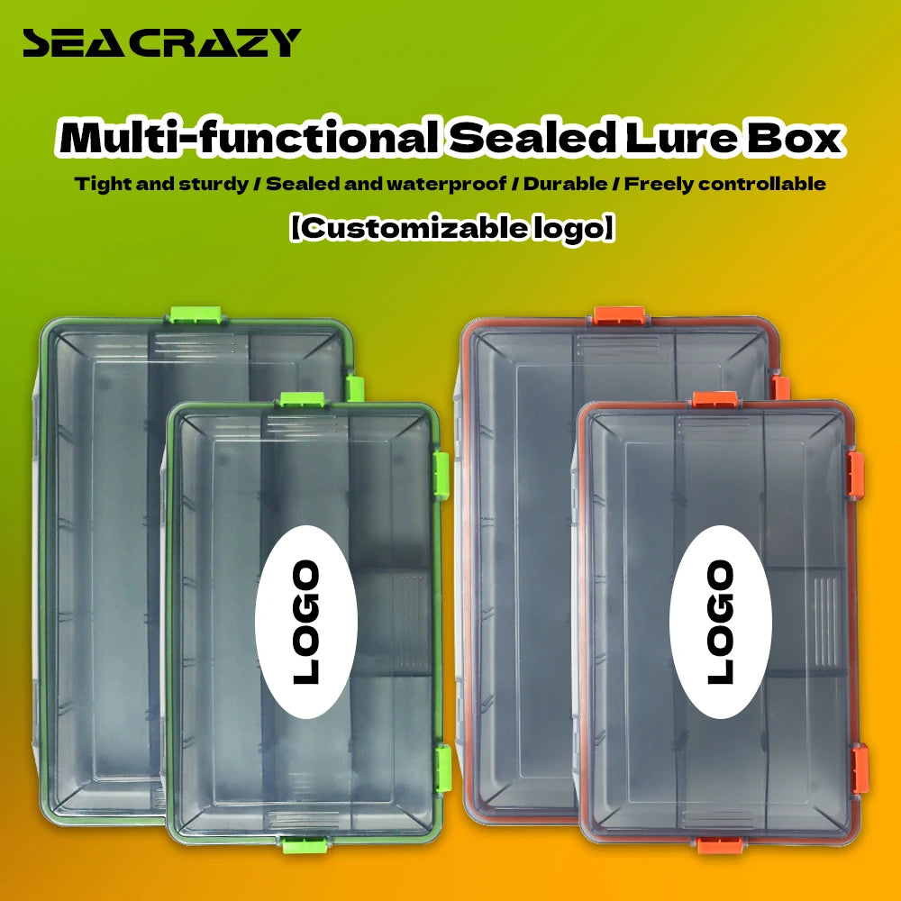 2026 SEACRAZY Sealed Portable Fishing Tackle Accessories Box Adjustable Individual Space Egi Lure Bait Storage Box OEM ODM