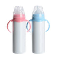 Eco-friendly Cute 8oz Stainless Steel Sublimation Blanks Baby Feeding Water Bottle Kid Tumbler Handle Double Nipple CE Certified