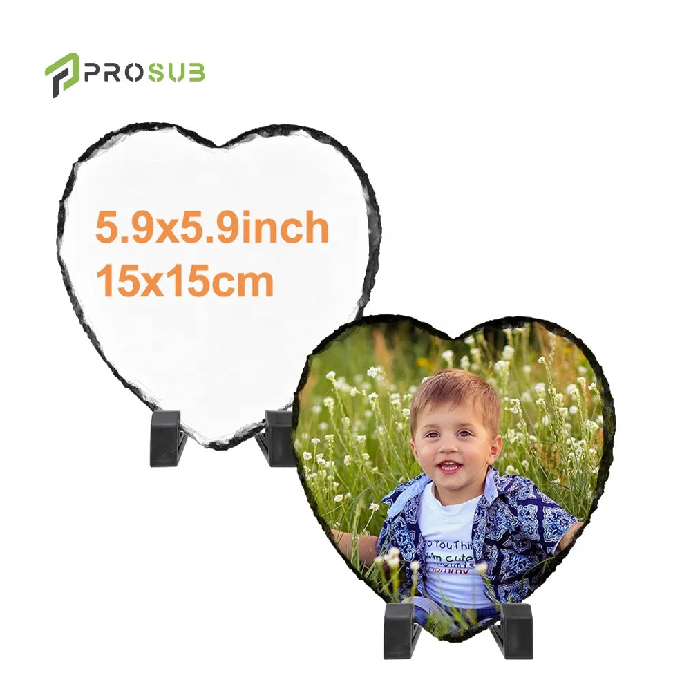 Prosub Sublimation Photo Stone Slate Blanks Custom Photo Heart Shape Frame Rock Slate Sublimation Slates