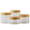 Custom 200ml 300ml 400ml 500ml PET Clear Cosmetic Packaging Eye Cream Jar with Wood Screw Cap