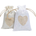 10*14CM High Quality New Linen Drawstring Bag Natural Color Love Linen Drawstring Bag Wedding Return Gift Packaging Bag