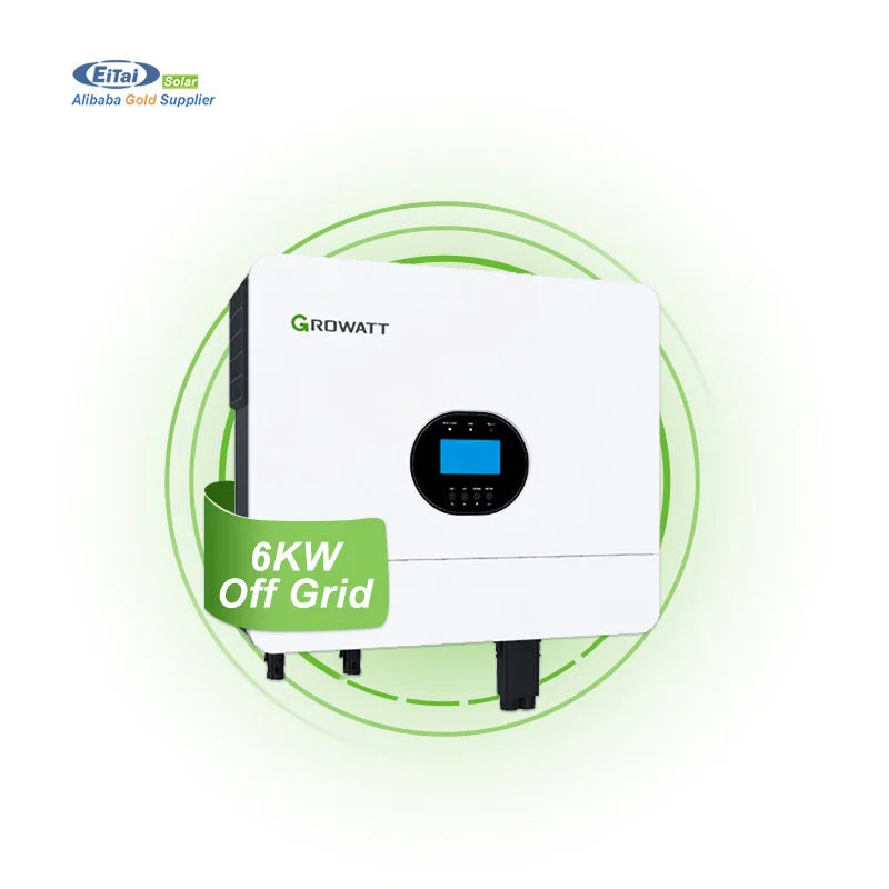 Growatt 6 Kw Solar Inverter on Off Grid Hybrid 5Kw 6Kw SPF 5000ES 6000ES Plus Pure Sine Wave Inverter With Charger 6000W 48V