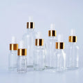 5ml 10ml 15ml 20ml 30ml 50ml 100ml Dropper Bottle Essential Oil Glass Dropper Bottle with Gold Ring Cap and White Rubber