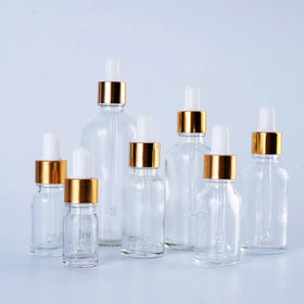 5ml 10ml 15ml 20ml 30ml 50ml 100ml Dropper Bottle Essential Oil Glass Dropper Bottle with Gold Ring Cap and White Rubber