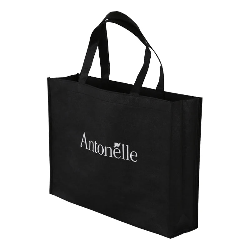 Factory Eco-Friendly Recyclable Black Non-Woven Tote Bag Custom Printed Logo Design Screen Printing Custom Size for Shopping