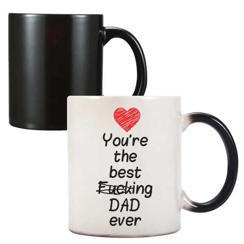 Best Selling 350ml Double-Wall Ceramic Cup Color-Changing Magic Sublimation Mug with Custom Logo Heat-Sensitive Design