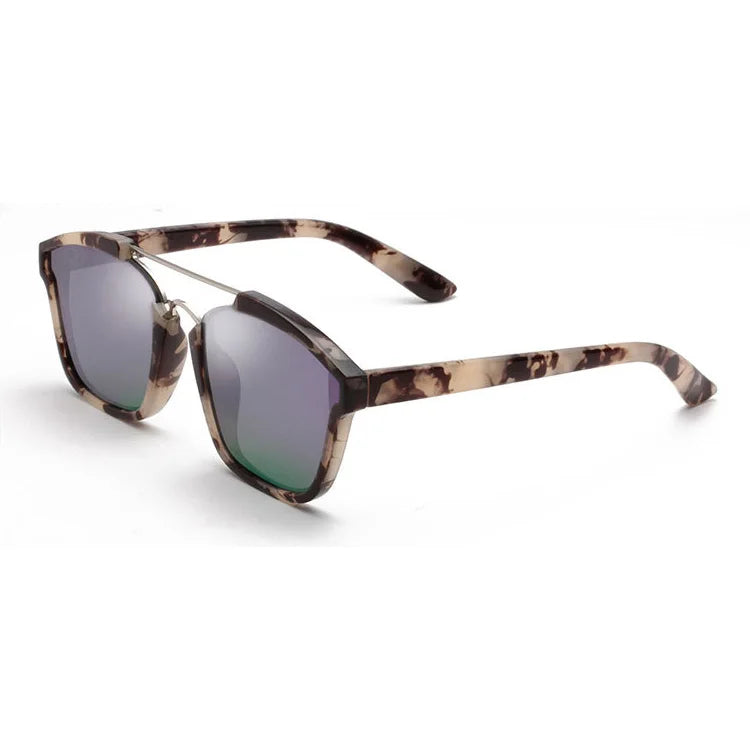 2024 Fashionable Custom Sunglasses for Women Colorful Reflection Gray and White Frames PC Material Wholesale