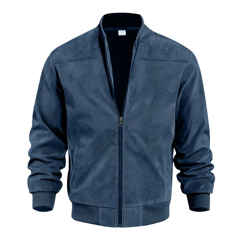 Autumn Vintage Men's Zip-Up Cardigan Jacket Casual Long Sleeve Fleece With Solid Color Zipper Closure Jacket for Men
