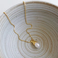 Delicate Gold Plated Box Chain Natural Pearl Pendant Necklace Delicate S925 Sterling Silver Smooth Bulb Pearl Necklace