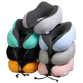 Wholesale Memory Cotton U-shaped Pillow U-shaped Aircraft Travel Neck Pillow Travel With Eye Mask and Earplugs in Side Pocket