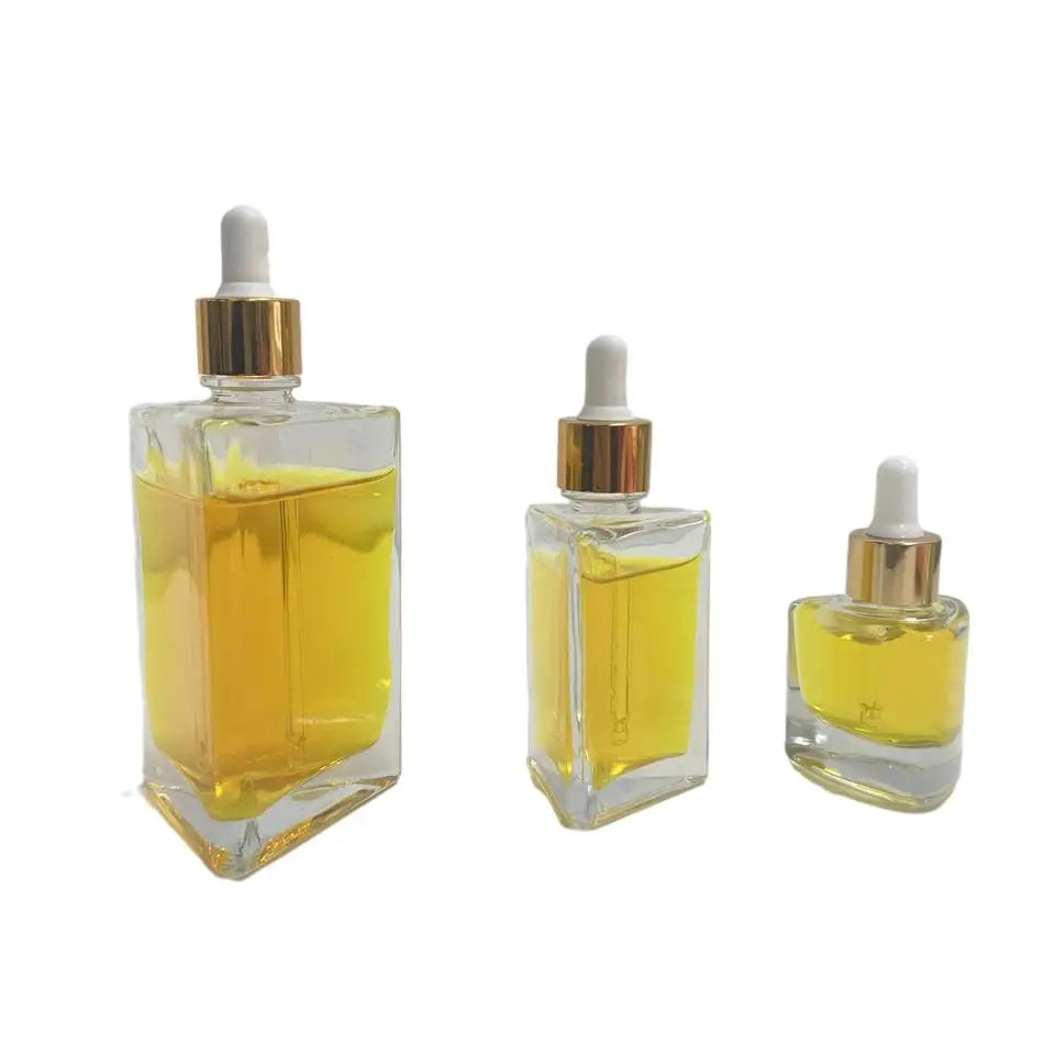 Custom logo 30ml 50ml 150ml  Triangle Transparent  Glass Serum Essential Oil Bottle with Glass Dropper