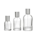Wholesale Luxury Crimp Neck Glass Perfume Spray Bottle Round Shape Empty Perfume Bottles 30ml 50ml 100ml With Pumps