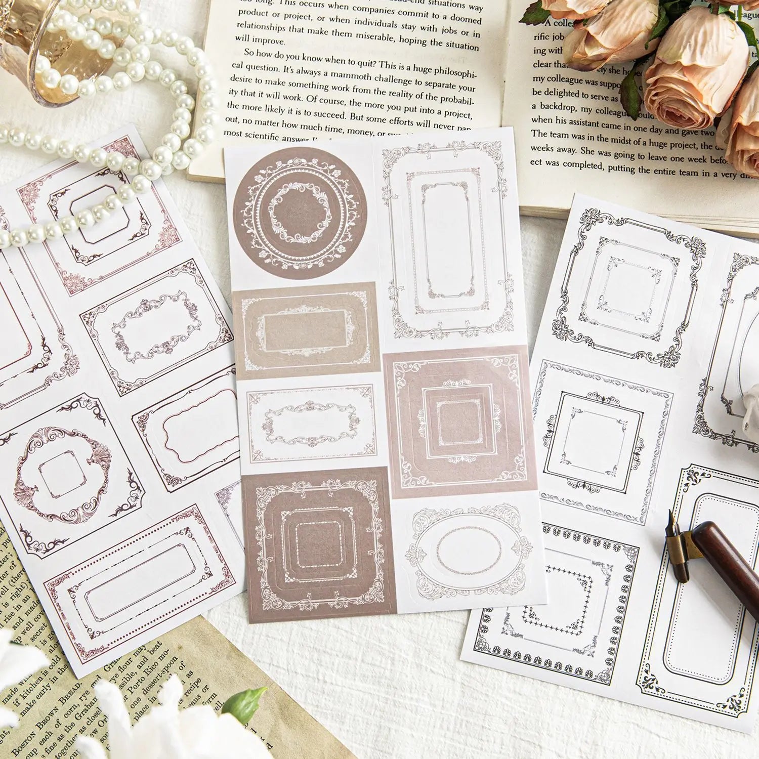 3pcs/pack Japanese paper sticker set Echoes of Time Series Retro Border Theme Base Stickers