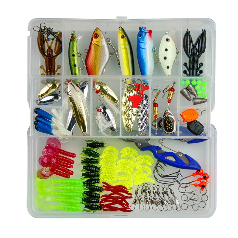 WEIHE 120pcs Fishing Combo Fishing Lure Hook  Swivel Sinker Bead Pliers Fishing Set 119pcs/box Kit