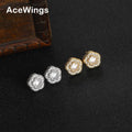 E067  Bling Bling Stud Earrings Brass CZ Female Earrings Fashion Jewelry for Women