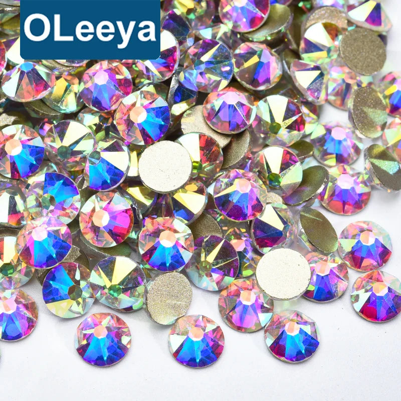 OLeeya Top Quality 2088 16 Facets Xirus Crystal Flat Back Glass Rhinestones With Gold Bottom for Nails Art Jewelry