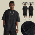 Washed and Made Old Style Small Split Short Sleeve Vintage Cotton Loose Fashion Couple T-shirt Pattern Customized Logo