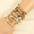 Mixed Color Cotton Thread Woven for Female Handmade Slightly Inlaid with Freshwater Pearl Pendant Friendship Bracelet