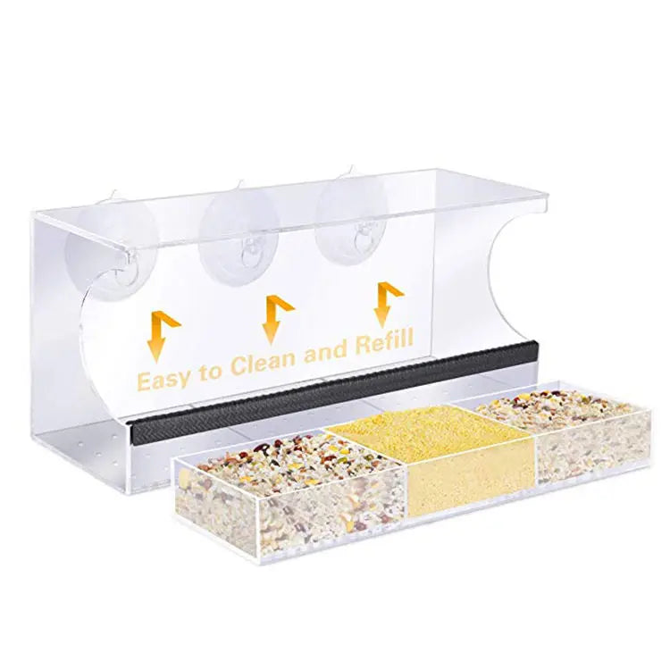 OEM Acrylic Clear Seeds Window Bird Feeder for Sale Pet Bowls & Feeders Food Storage Eat Food
